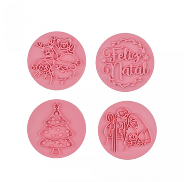 Kit Carimbos Natal de Amor (5cm) - Rosa